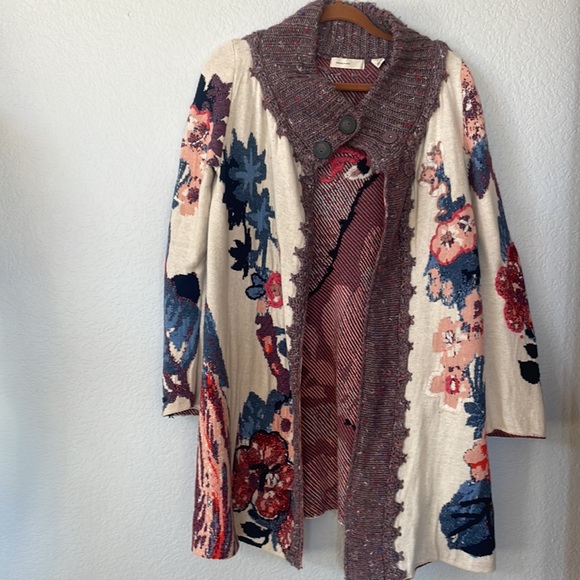 ANTHROPOLOGIE RARE BIRD FORET SLEEPING ON SNOW SWEATER CARDIGAN MEDIUM - Picture 3 of 6